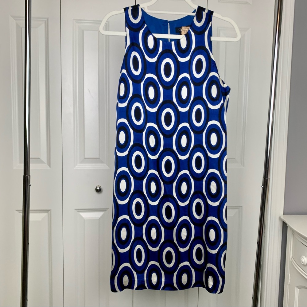 100% silk retro blue black dress